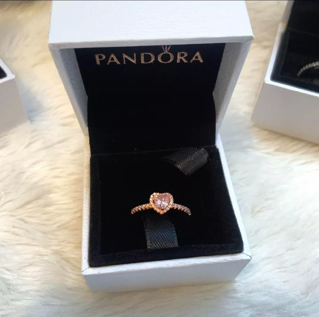 PANDORA PROMISE RING RAISED BRILLIANT HEART WHITE ROSE GOLD + GIFT KIT