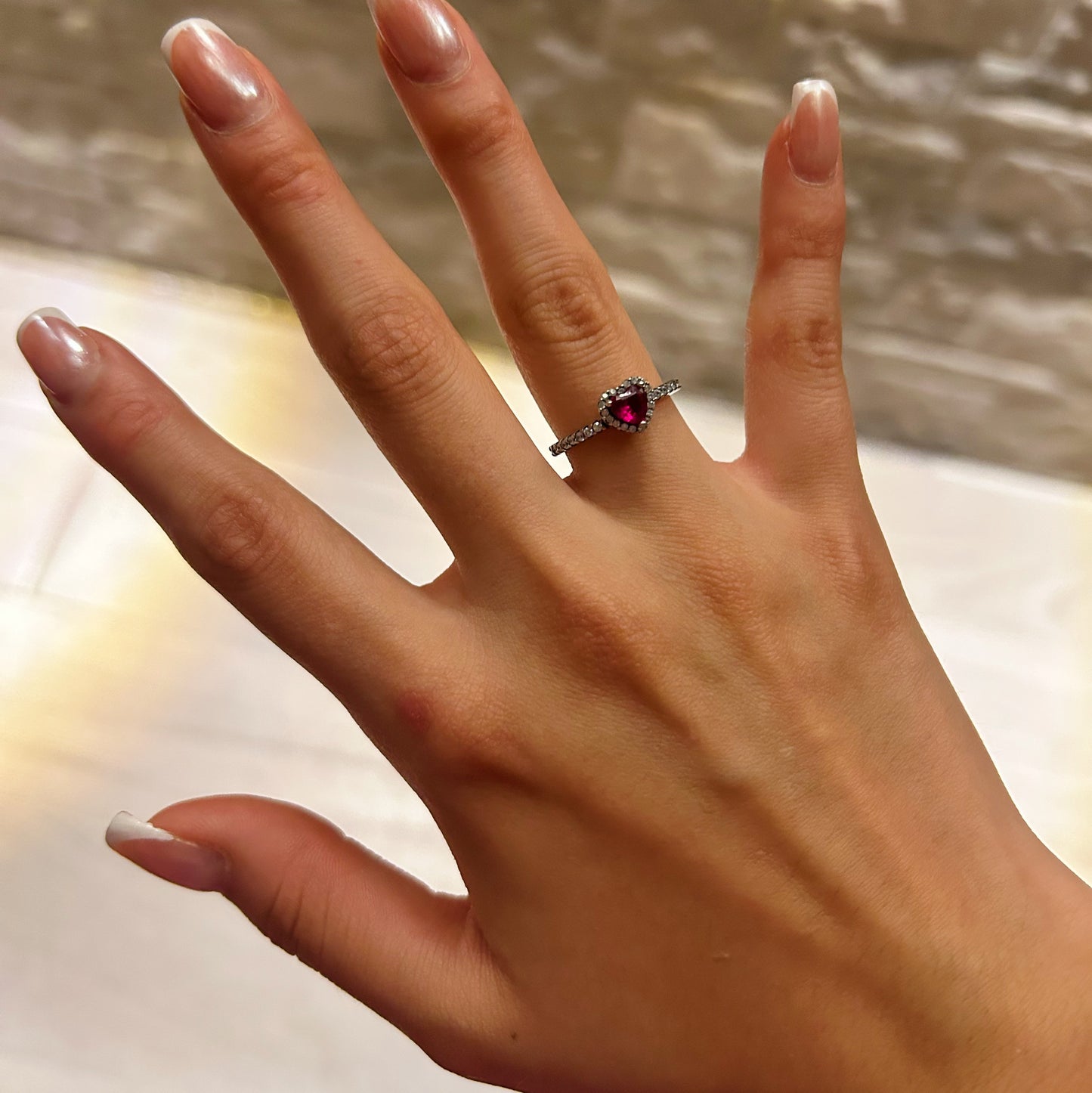 ANILLO PANDORA CORAZON ELEVADO ROJO + KIT DE REGALO