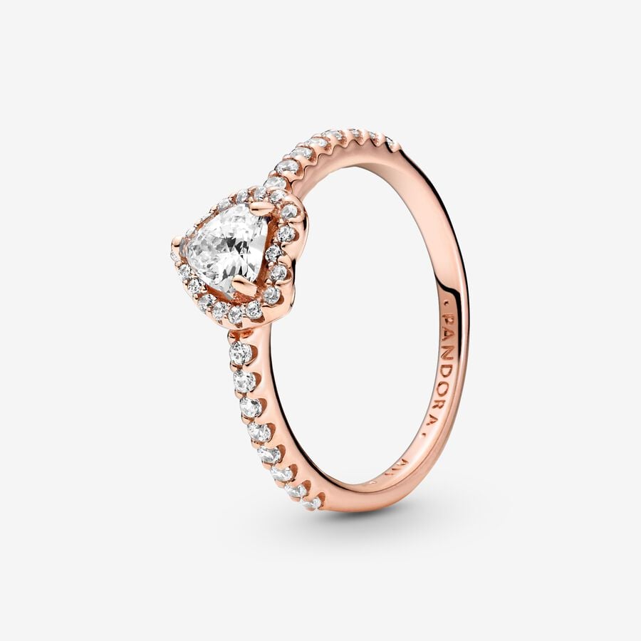 PANDORA PROMISE RING RAISED BRILLIANT HEART WHITE ROSE GOLD + GIFT KIT
