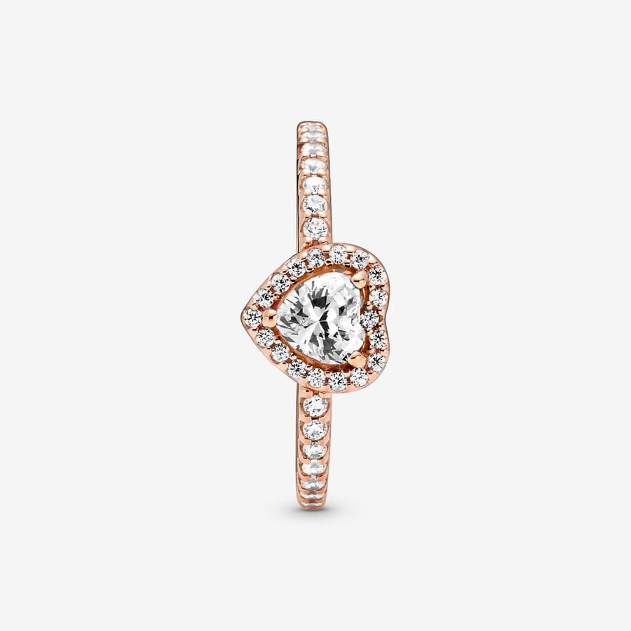 PANDORA PROMISE RING RAISED BRILLIANT HEART WHITE ROSE GOLD + GIFT KIT