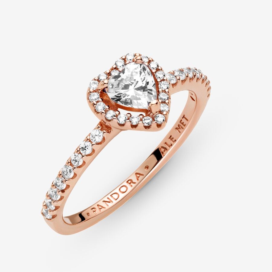 PANDORA PROMISE RING RAISED BRILLIANT HEART WHITE ROSE GOLD + GIFT KIT