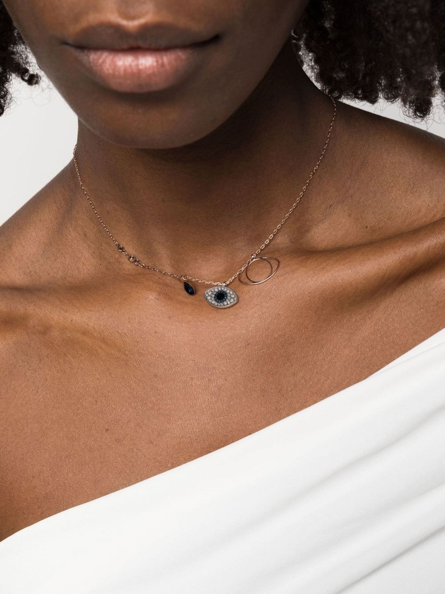 DEVIL EYE NECKLACE WITH SWAROVSKI CRYSTAL AND ROSE GOLD
