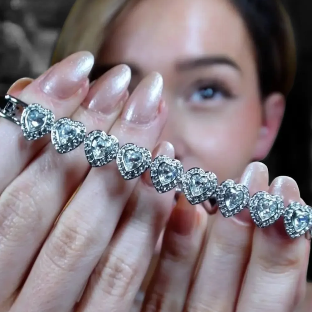 ARIANA GRANDE SWAROVSKI HEART NECKLACE + BRACELET + EARRINGS SET