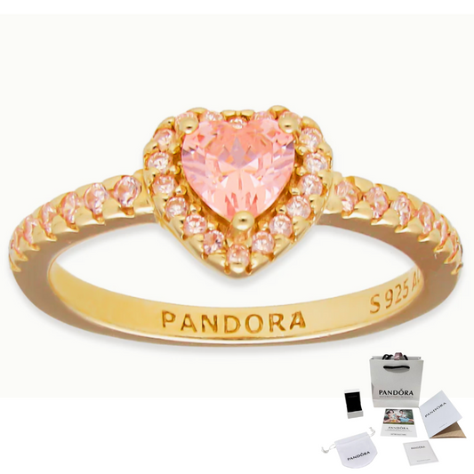 PANDORA PROMISE RING SOARING HEART ROSE GOLD GOLD + GIFT KIT