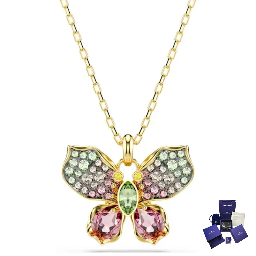 COLLAR COLGANTE SWAROVSKI IDYLLIA MARIPOSA BUTTERFLY CRISTALES MULTI COLOR + KIT DE REGALO