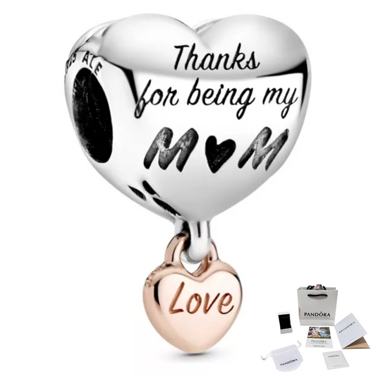 CHARM PANDORA CORAZON THANK YOU FOR BEING MY MOM GRACIAS POR SER MI MAMA