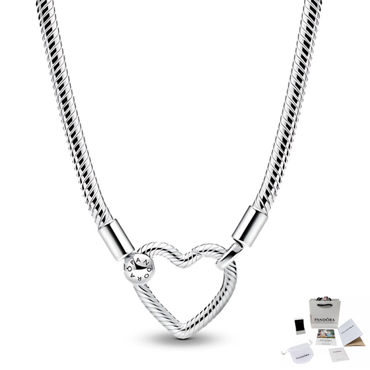 PANDORA HEART SNAKE CHAIN NECKLACE FOR CHARMS SILVER 925