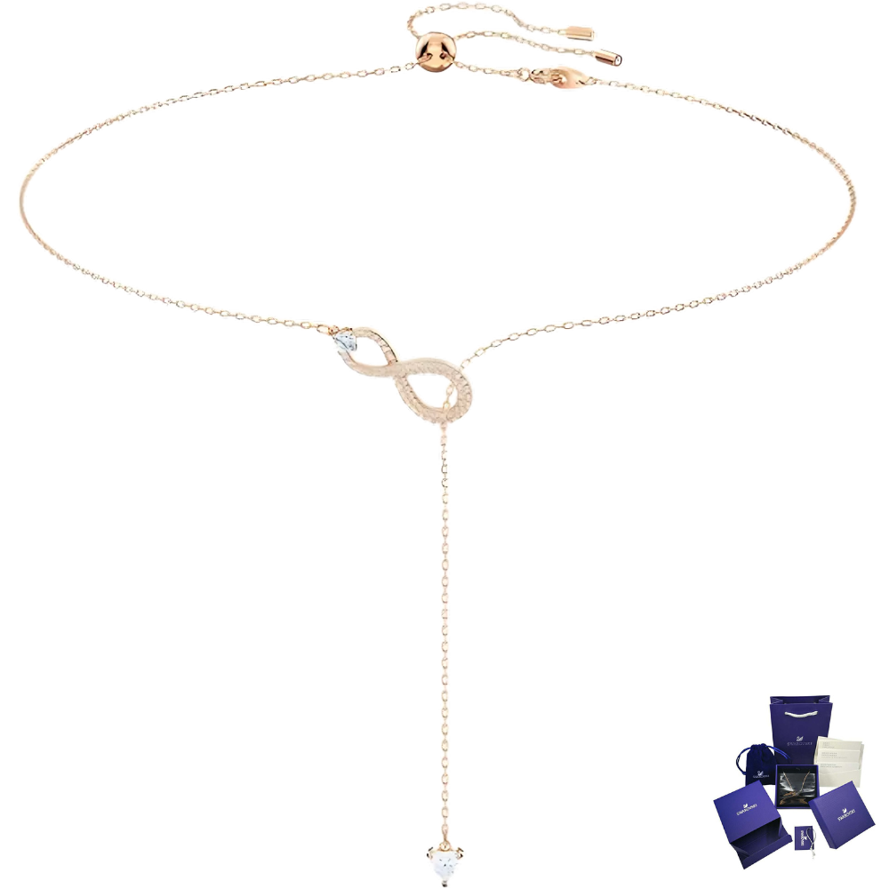 COLLAR SWAROVSKI EN Y INFINITY DIJE Y CRISTALES INFINITO + KIT DE REGALO