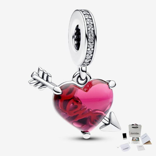 CHARM PANDORA CORAZON FLECHADO ROJO AMOR LOVE .925