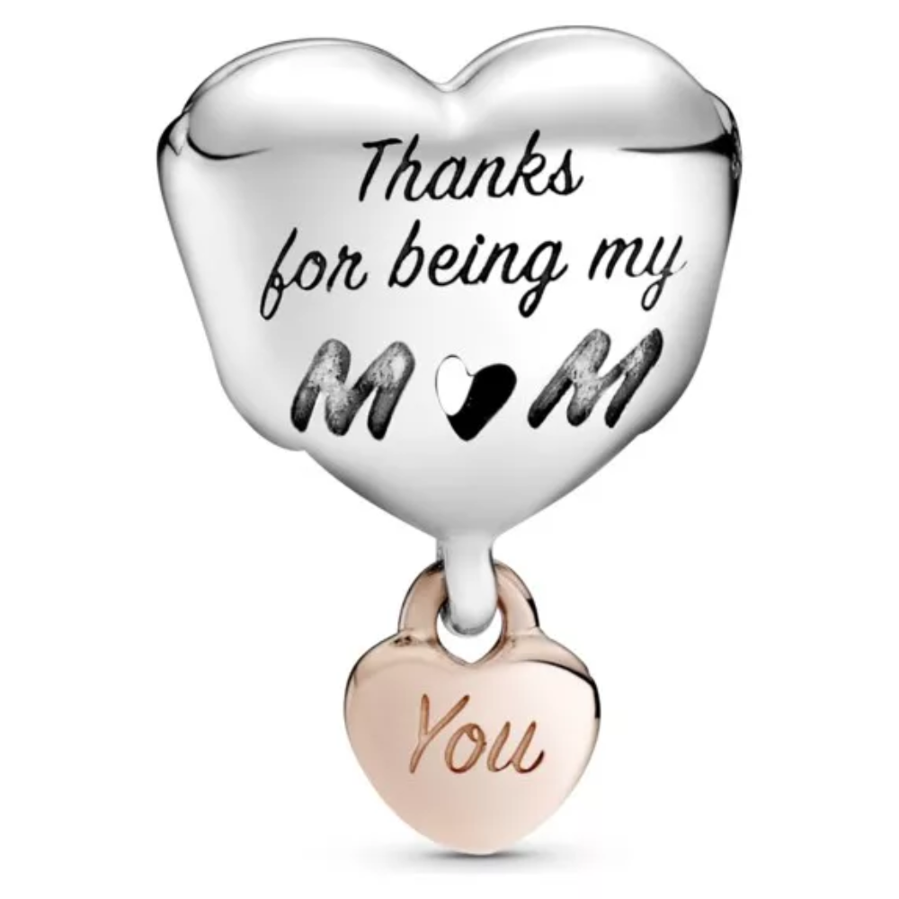 CHARM PANDORA CORAZON THANK YOU FOR BEING MY MOM GRACIAS POR SER MI MAMA