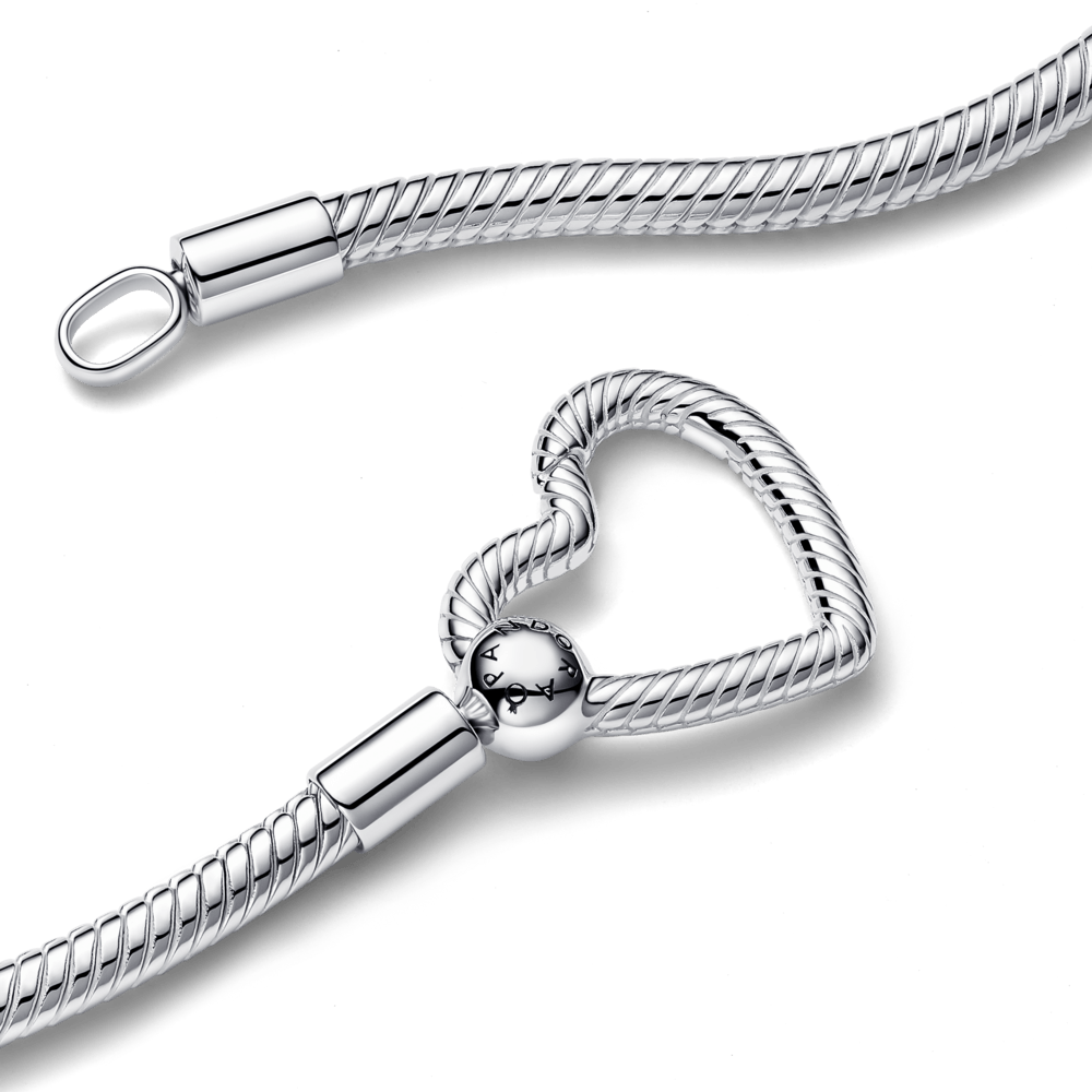 COLLAR CADENA DE SERPIENTE CORAZON PANDORA PARA CHARMS PLATA 925
