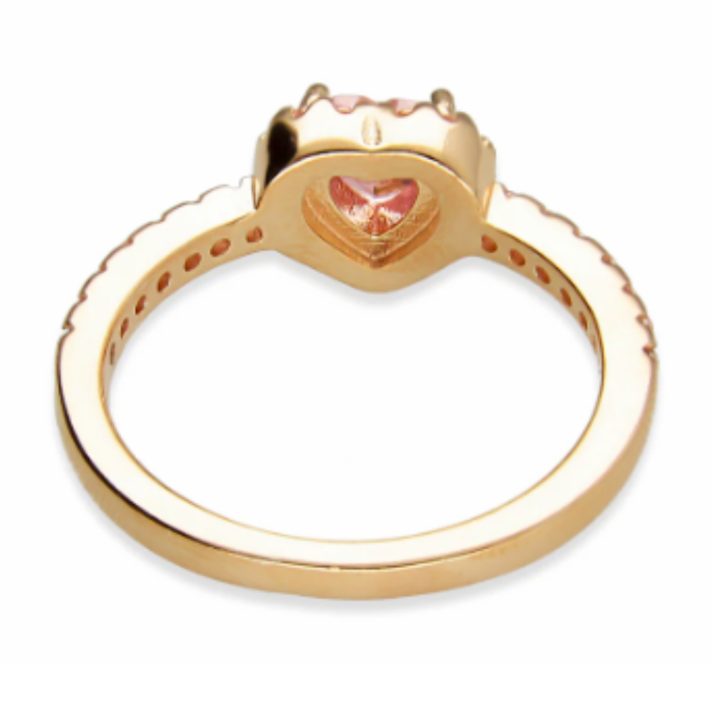 ANILLO PANDORA PROMESA CORAZON ELEVADO ROSA DORADO ORO + KIT DE REGALO