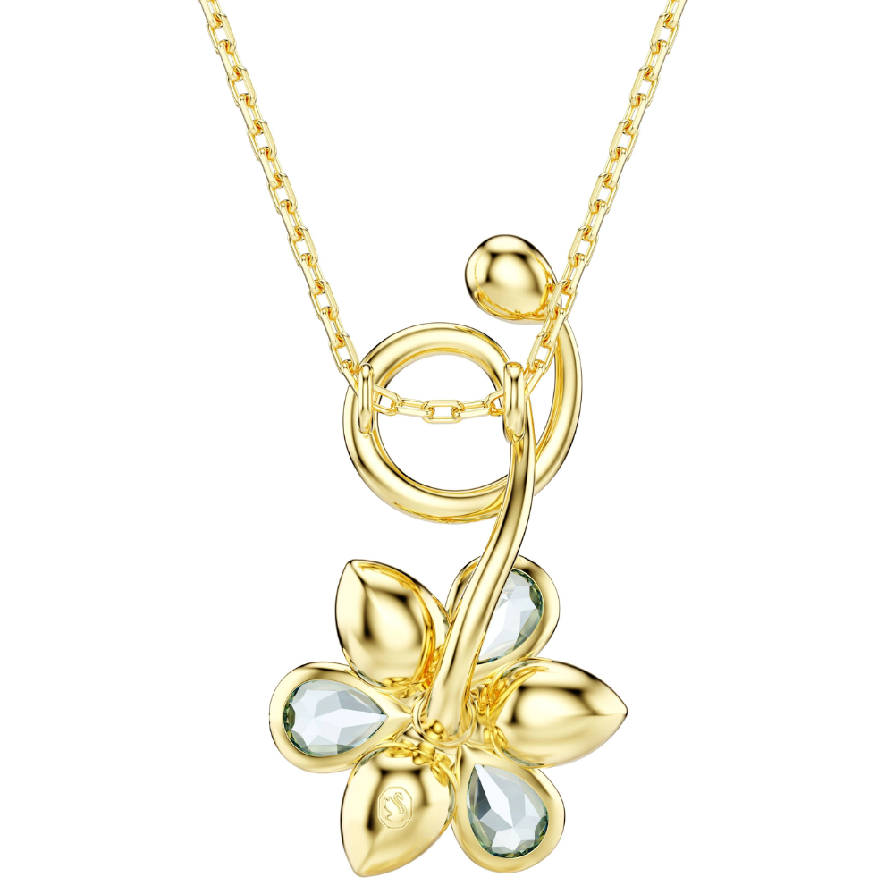 COLLAR COLGANTE SWAROVSKI FLORERE FLOR IDYLLIA AZUL ORO CRISTALES + KIT DE REGALO