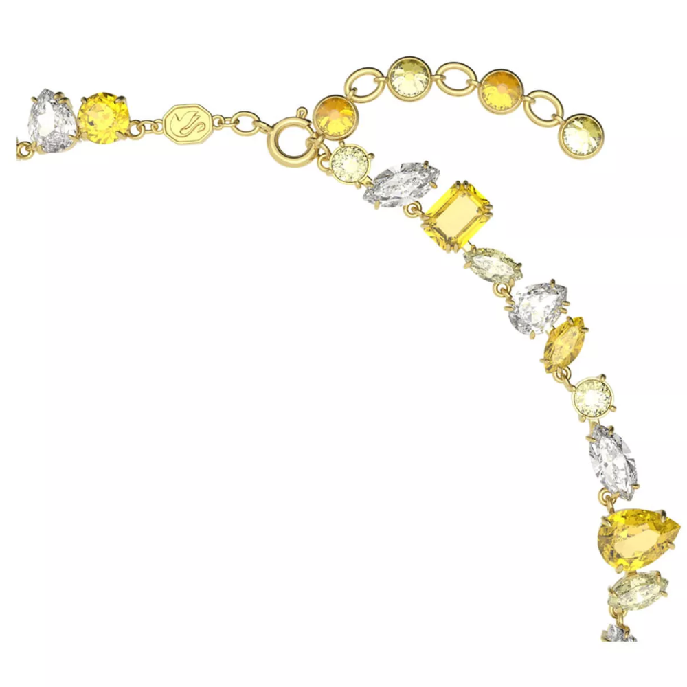 COLLAR GEMA CRISTALES COMPLETO MULTI COLOR SWAROVSKI DORADO AMARILLO + KIT DE REGALO