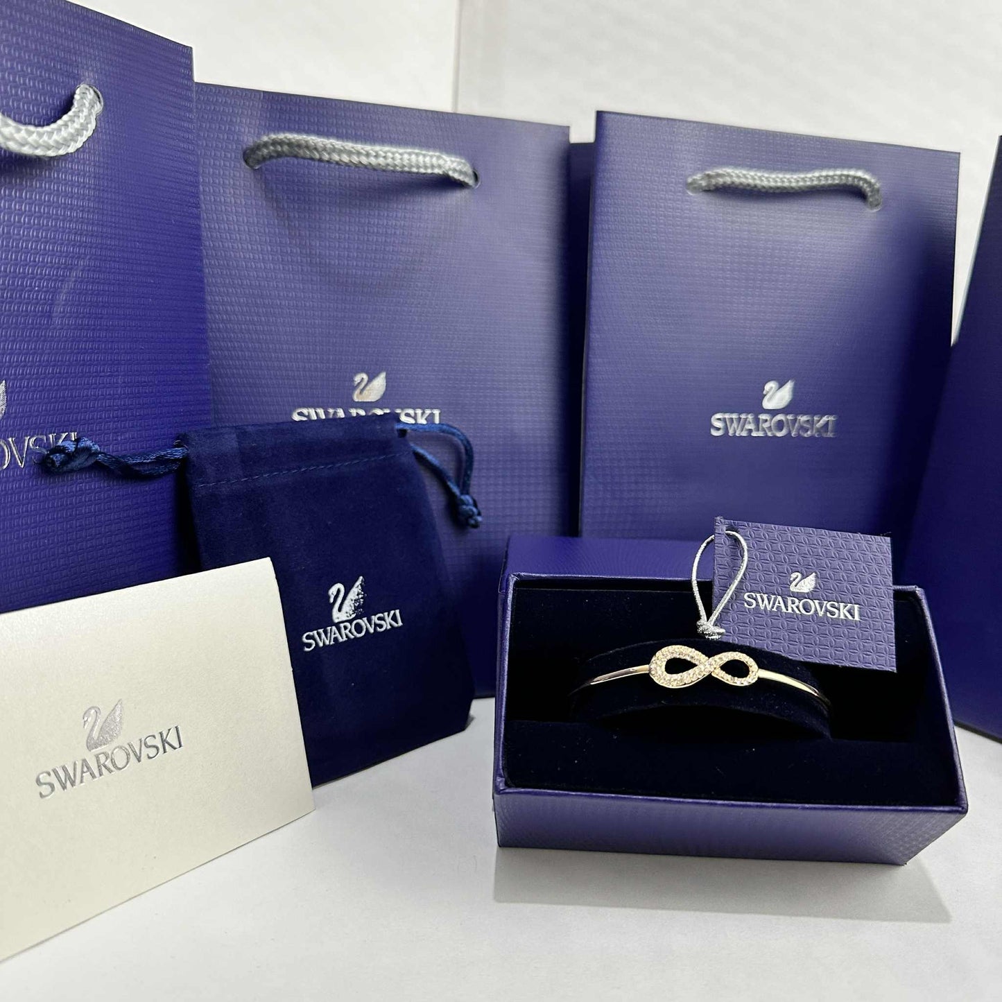 PULSERA BRAZALETE HYPERBOLA INFINITO SWAROVSKI + KIT DE REGALO