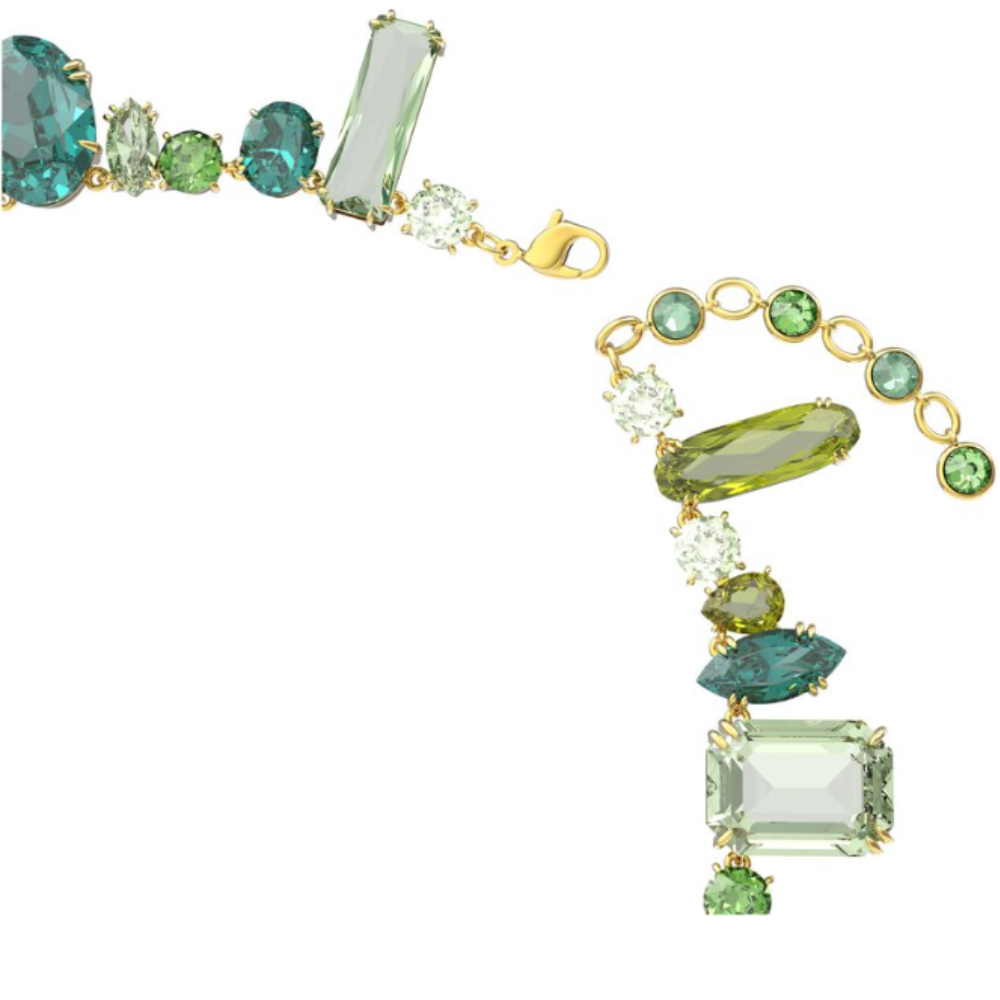 COLLAR GEMA CRISTALES COMPLETO MULTI COLOR SWAROVSKI VERDE + KIT DE REGALO