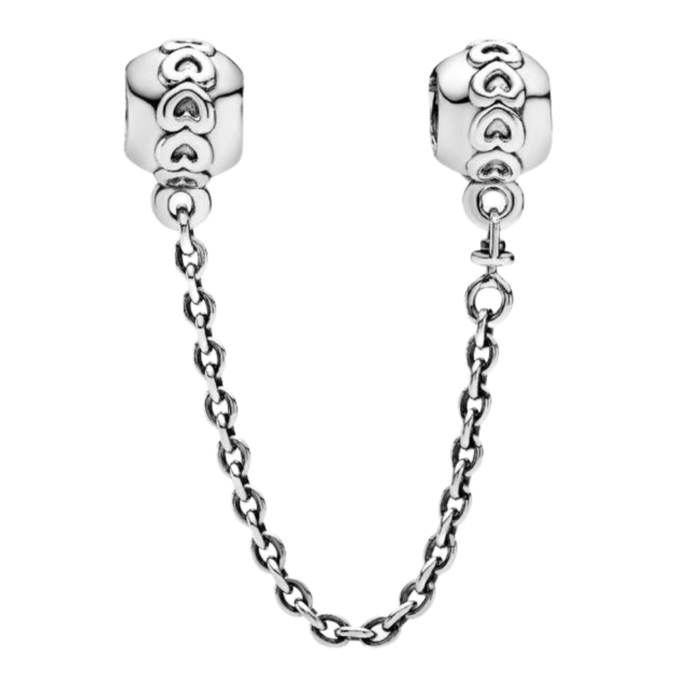 CHARM CADENA DE SEGURIDAD CORAZONES BANDA PANDORA PLATA .925 ZOCALO ONLINE