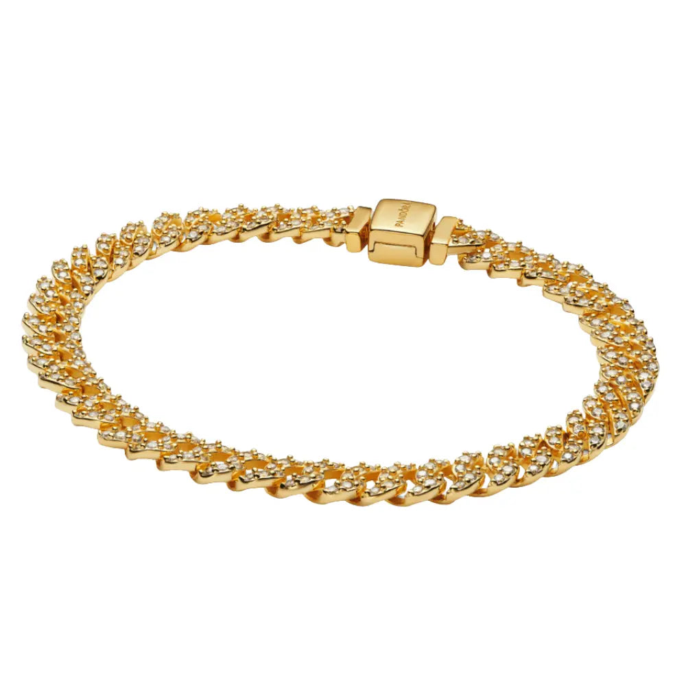 PULSERA PANDORA TENIS TIMELESS PAVE BRILLANTE CUBANA ORO 14K + KIT DE REGALO ZOCALO ONLINE