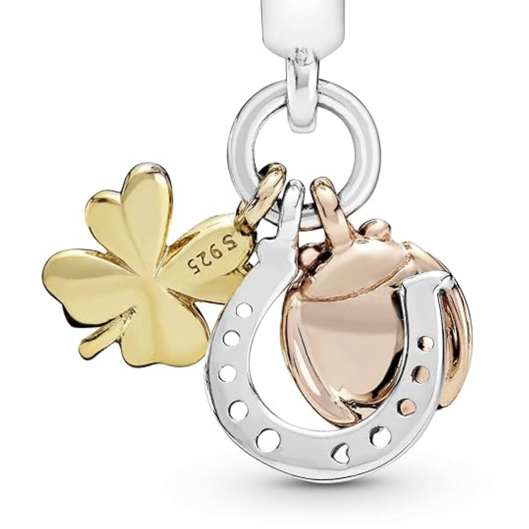 PANDORA LUCKY CLOVER HORSESHOE PENDANT CHARM