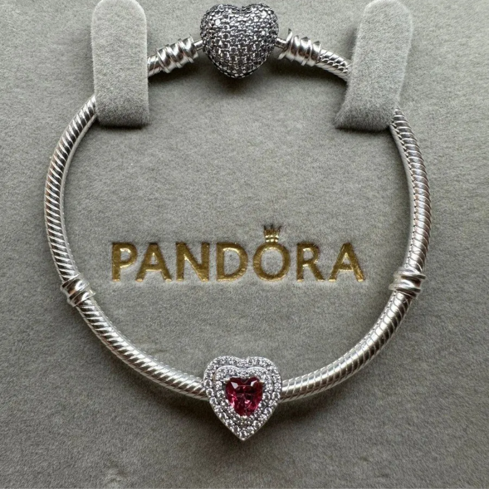 CHARM PANDORA CORAZON TIMELESS RELUCIENTE ROJO .925
