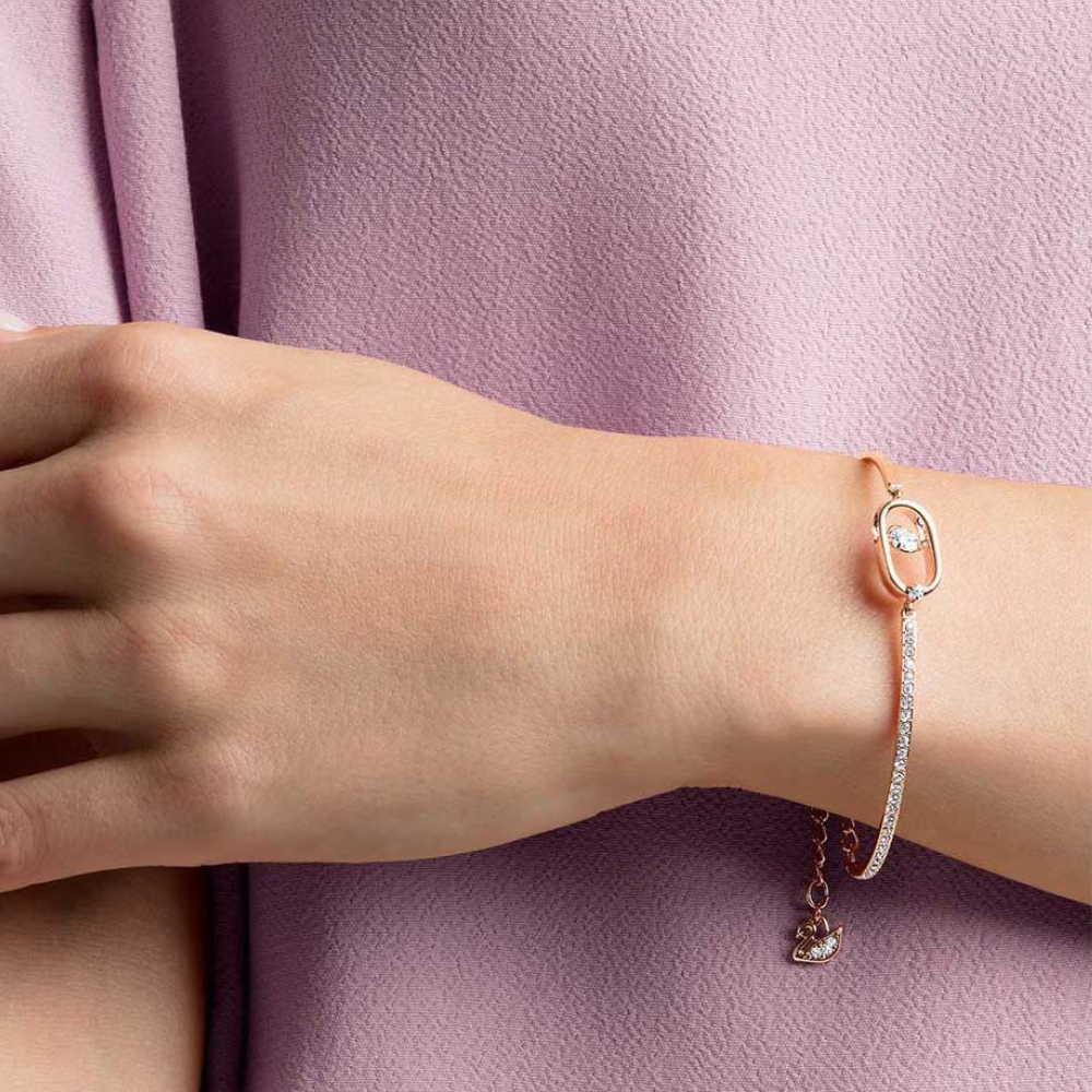 PULSERA BRAZALETE SWAROVSKI SPARKLING DANCE OVALO ORO ROSA + KIT DE REGALO