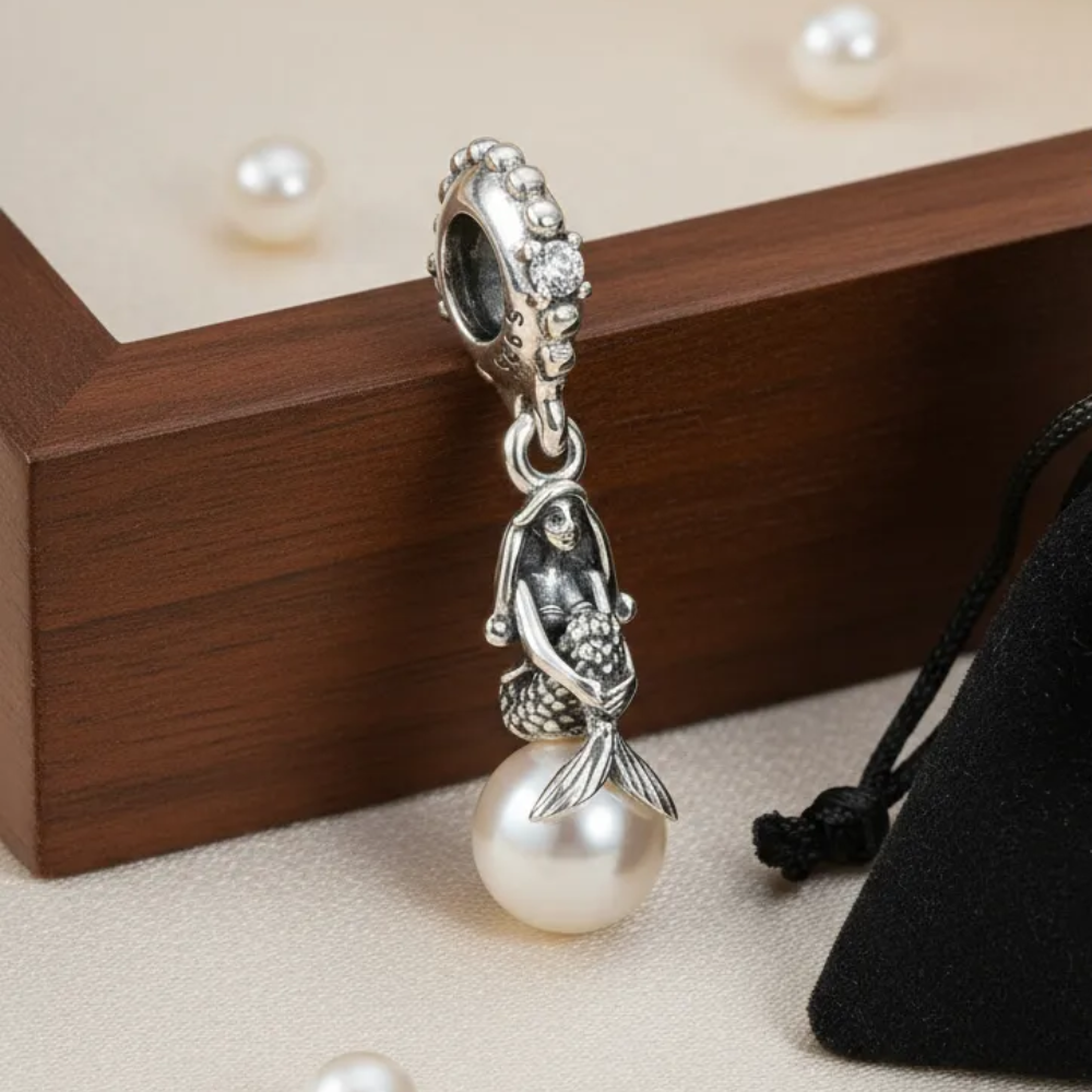 CHARM PANDORA ARIEL SIRENITA PERLAS DISNEY PLATA .925
