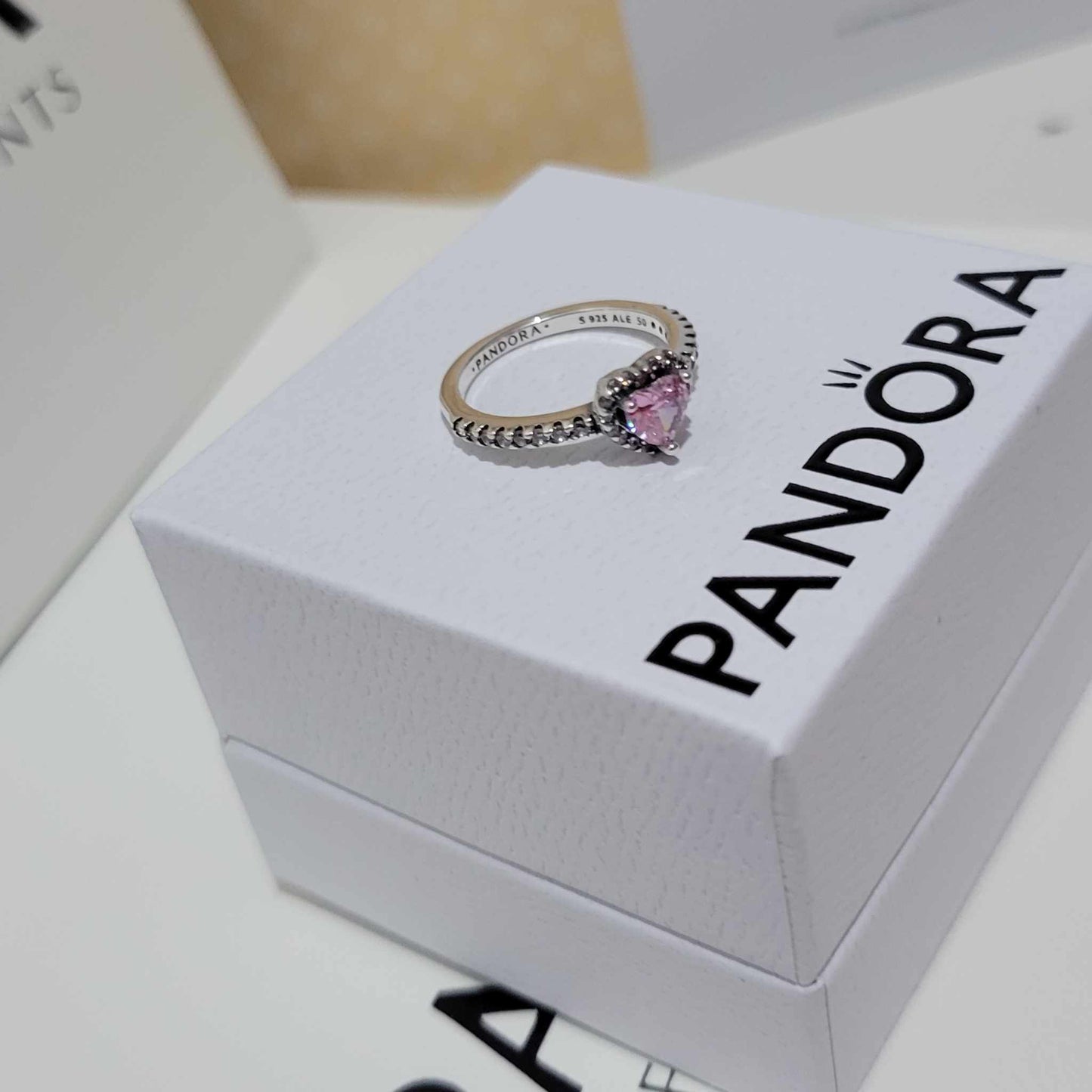 ANILLO PROMESA CORAZON ELEVADO ROSA + KIT DE REGALO
