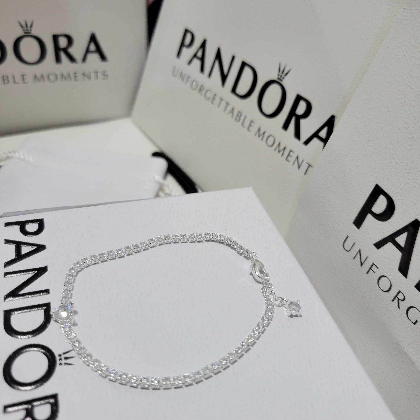 PANDORA BRILLIANT HEART TENNIS BRACELET + GIFT KIT