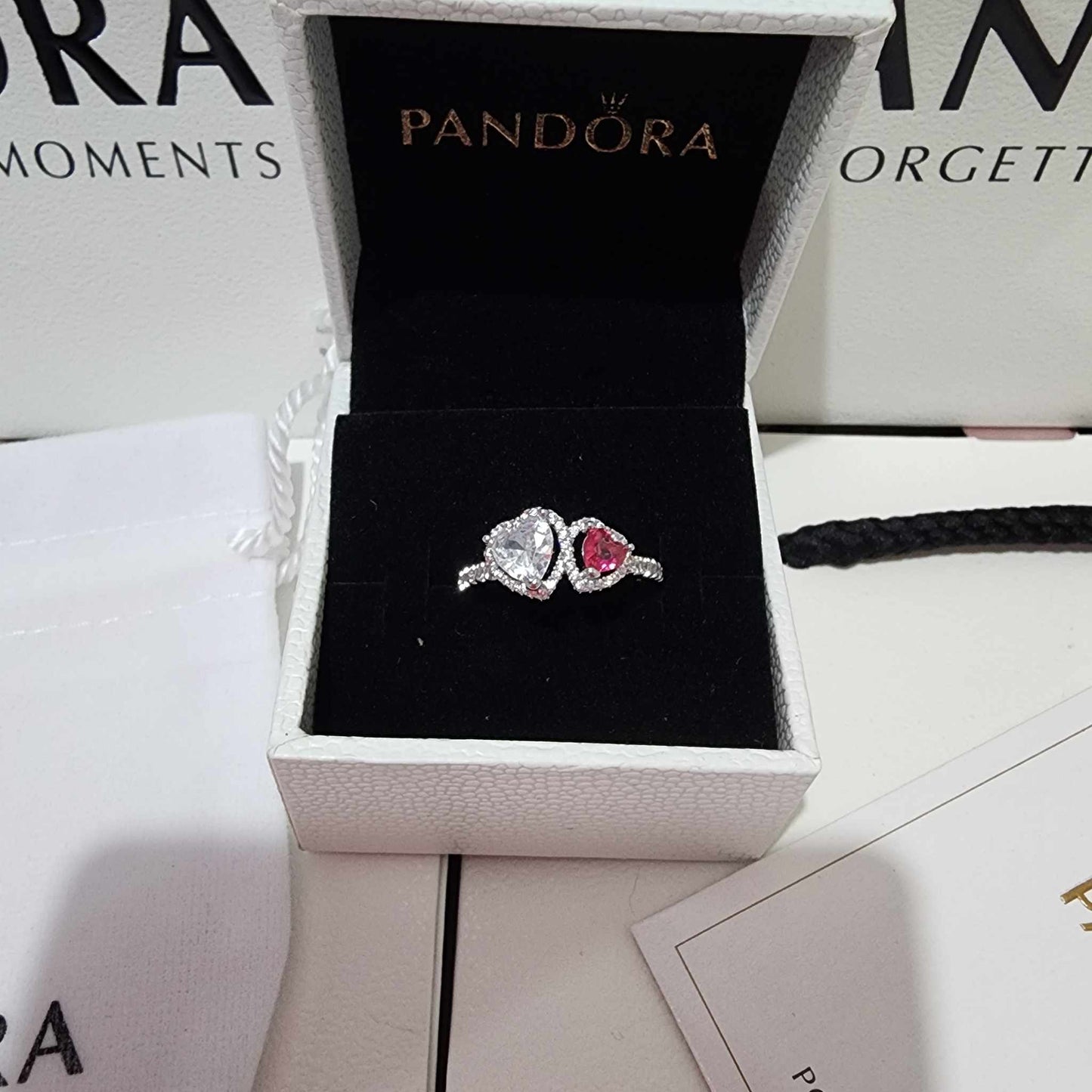 PANDORA DOUBLE HEART RING S925