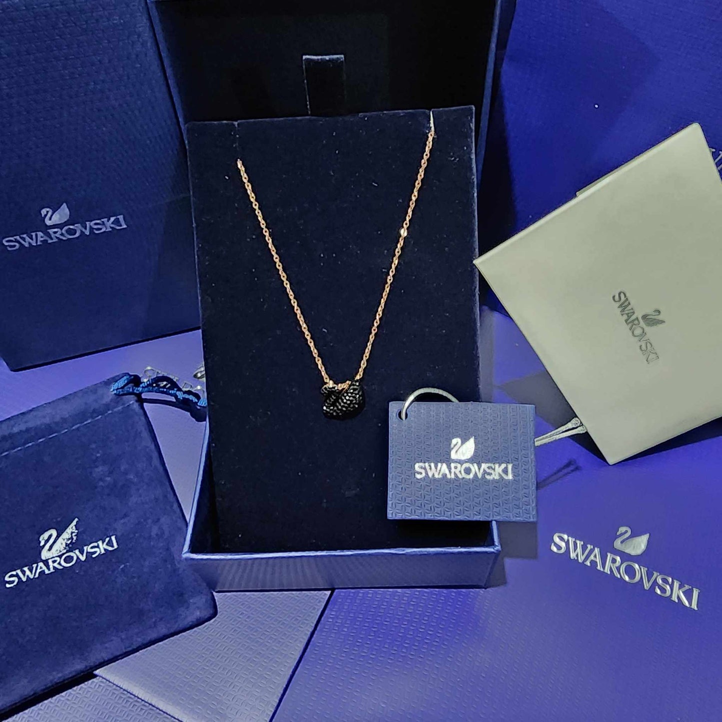 Swarovski Iconic Swan Black Swan Necklace + Gift Kit