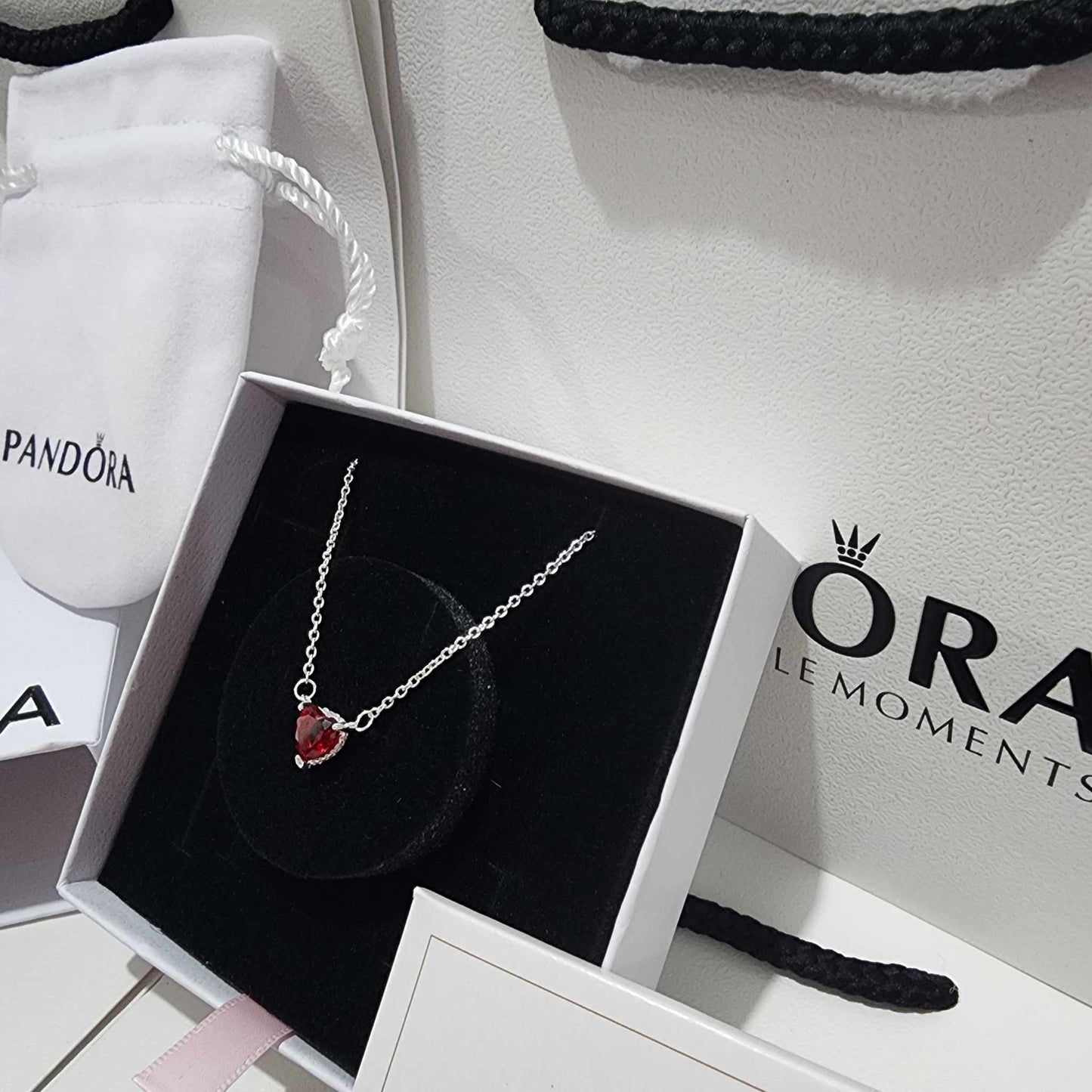 PANDORA HEART NECKLACE + RING + EARRING SET