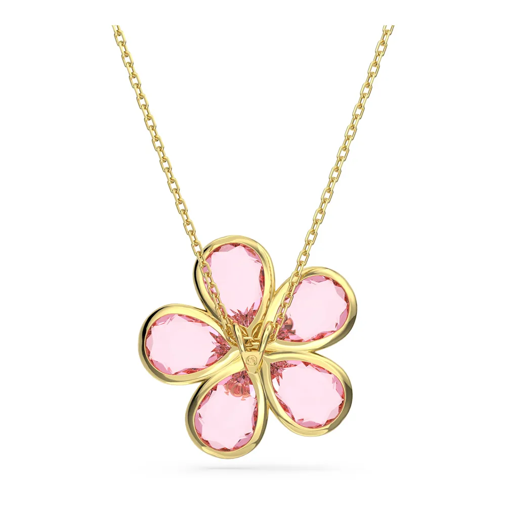 COLLAR COLGANTE SWAROVSKI FLORERE FLOR ROSA ORO CRISTALES + KIT DE REGALO