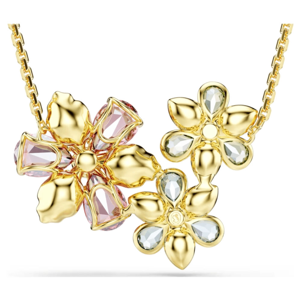 COLLAR COLGANTE SWAROVSKI IDYLLIA FLORES CRISTALES MULTI COLOR + KIT DE REGALO