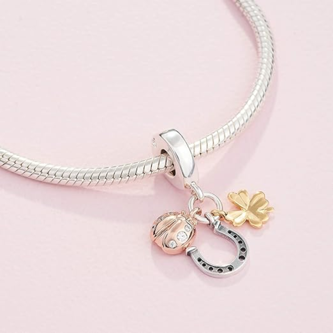 PANDORA LUCKY CLOVER HORSESHOE PENDANT CHARM