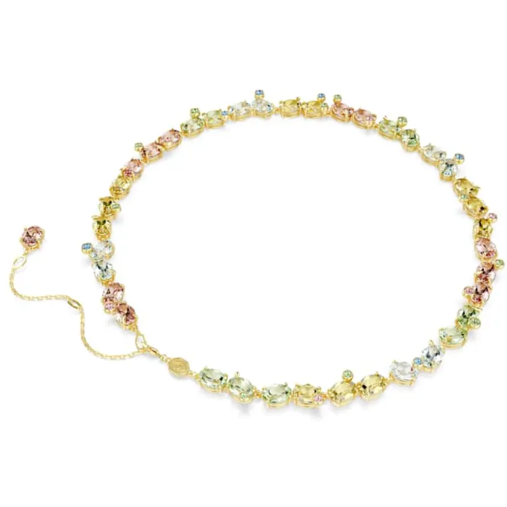 COLLAR TENIS GEMA CRISTALES COMPLETO MULTI COLOR VERDE SWAROVSKI + KIT DE REGALO