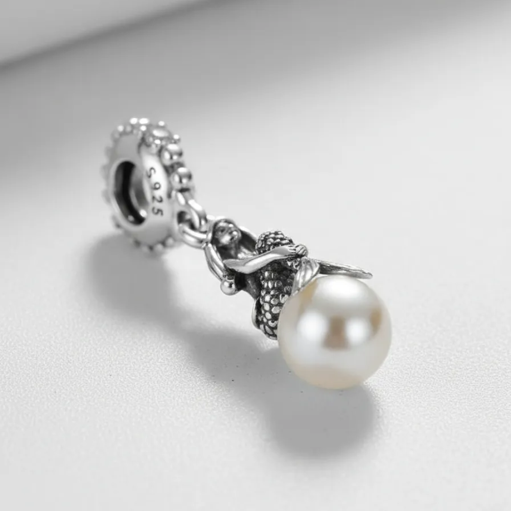 CHARM PANDORA ARIEL SIRENITA PERLAS DISNEY PLATA .925