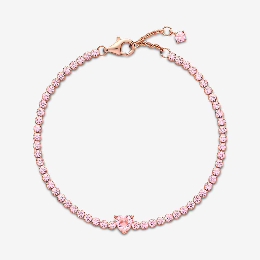 PANDORA BRILLIANT HEART ROSE GOLD TENNIS BRACELET + GIFT KIT