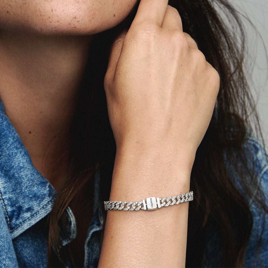 PANDORA TENNIS TIMELESS PAVE BRILLIANT SILVER BRACELET + GIFT KIT