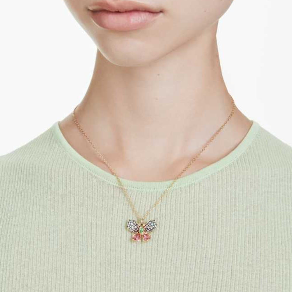COLLAR COLGANTE SWAROVSKI IDYLLIA MARIPOSA BUTTERFLY CRISTALES MULTI COLOR + KIT DE REGALO