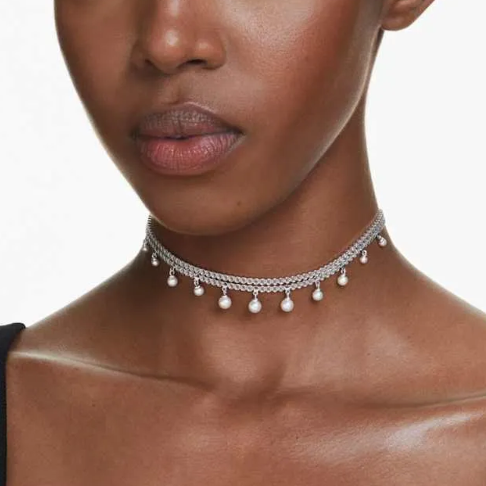 COLLAR GARGANTILLA SWAROVSKI ARIANA GRANDE PERLA DE CRISTAL TALLA REDONDA + ACCESORIOS