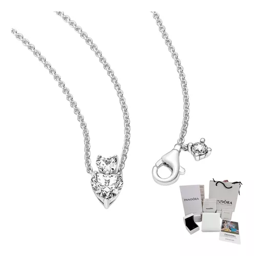 PANDORA DOUBLE HEART NECKLACE + GIFT KIT