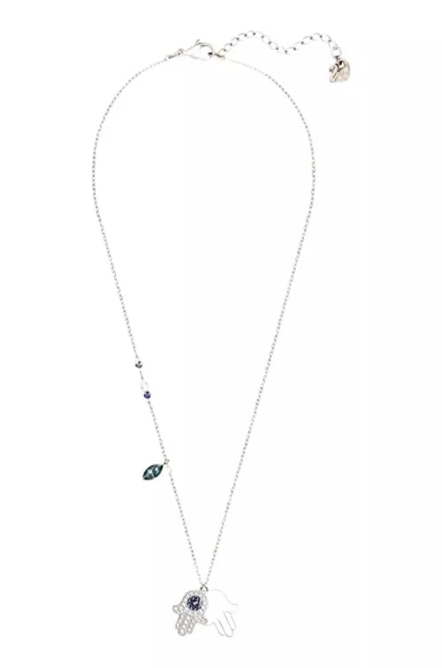 COLLAR SWAROVSKI DIJE COLGANTE MANO DE FATIMA HAMSA MISTICO + KIT DE REGALO