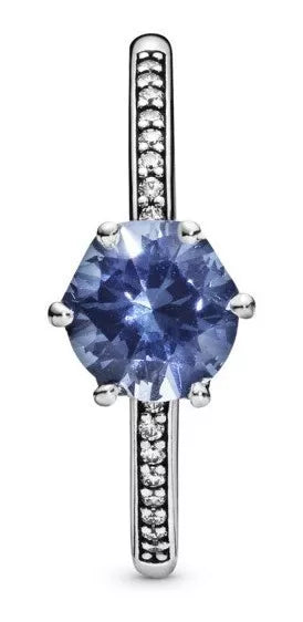 ANILLO COMPROMISO PANDORA CORONA DESLUMBRANTE AZUL + KIT DE REGALO