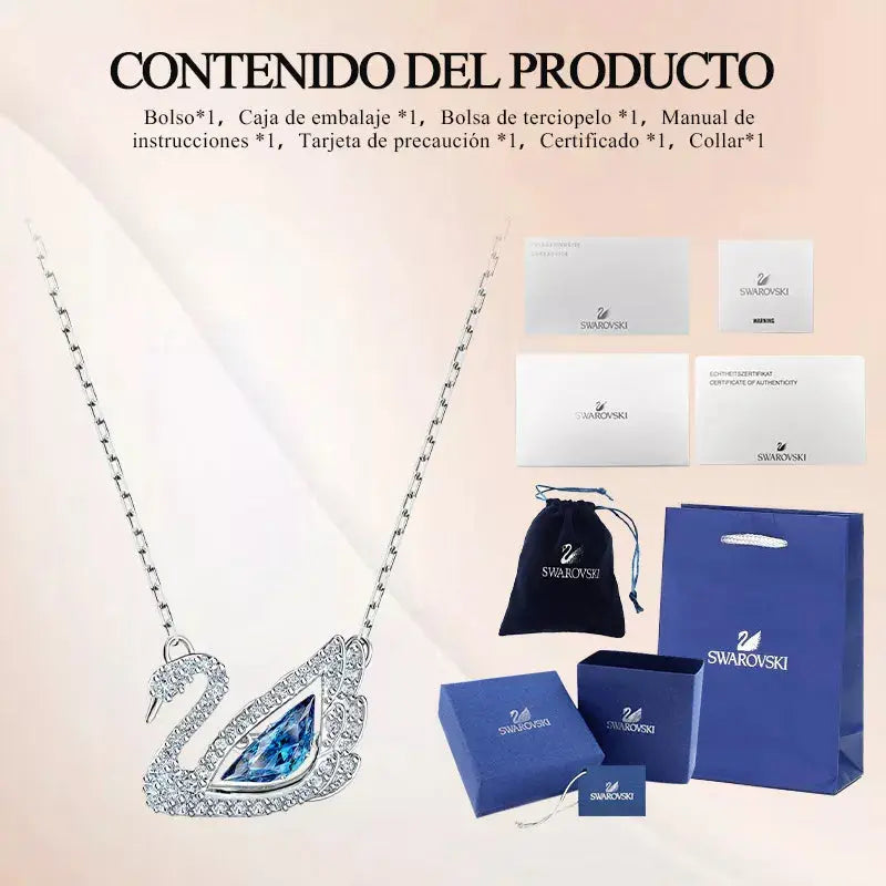 COLLAR SWAROVSKI TENIS DORADO ORO CORAZONES BLANCOS ARIANA GRANDE + KIT DE REGALO ZOCALO ONLINE
