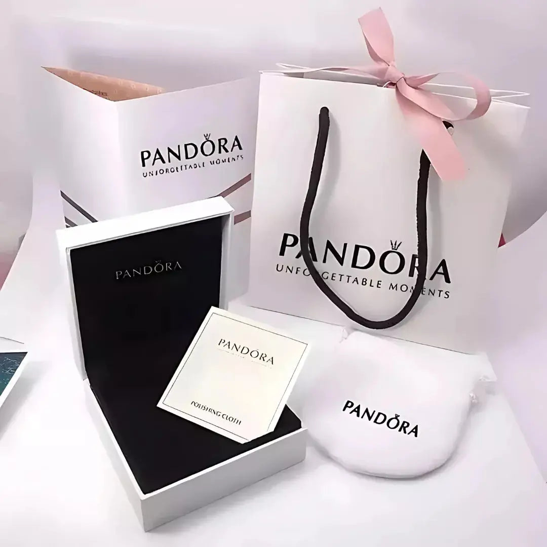 SET CONJUNTO PANDORA CORAZON ROSA PLATA .925 ANILLO + COLLAR + ARETES + KIT DE REGALO ZOCALO ONLINE