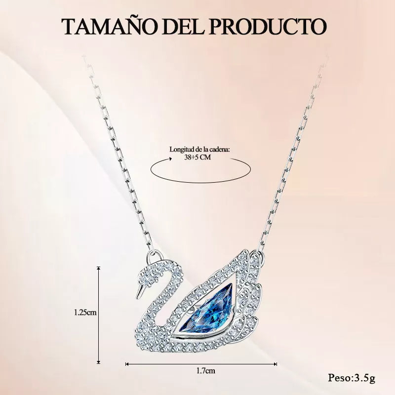 COLLAR SWAROVSKI DANCING SWAN AZUL CISNE RODIO + KIT DE REGALO