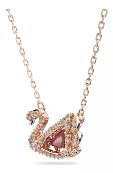 DANCING SWAN SWAROVSKI NECKLACE ROSE GOLD RHODIUM + GIFT KIT