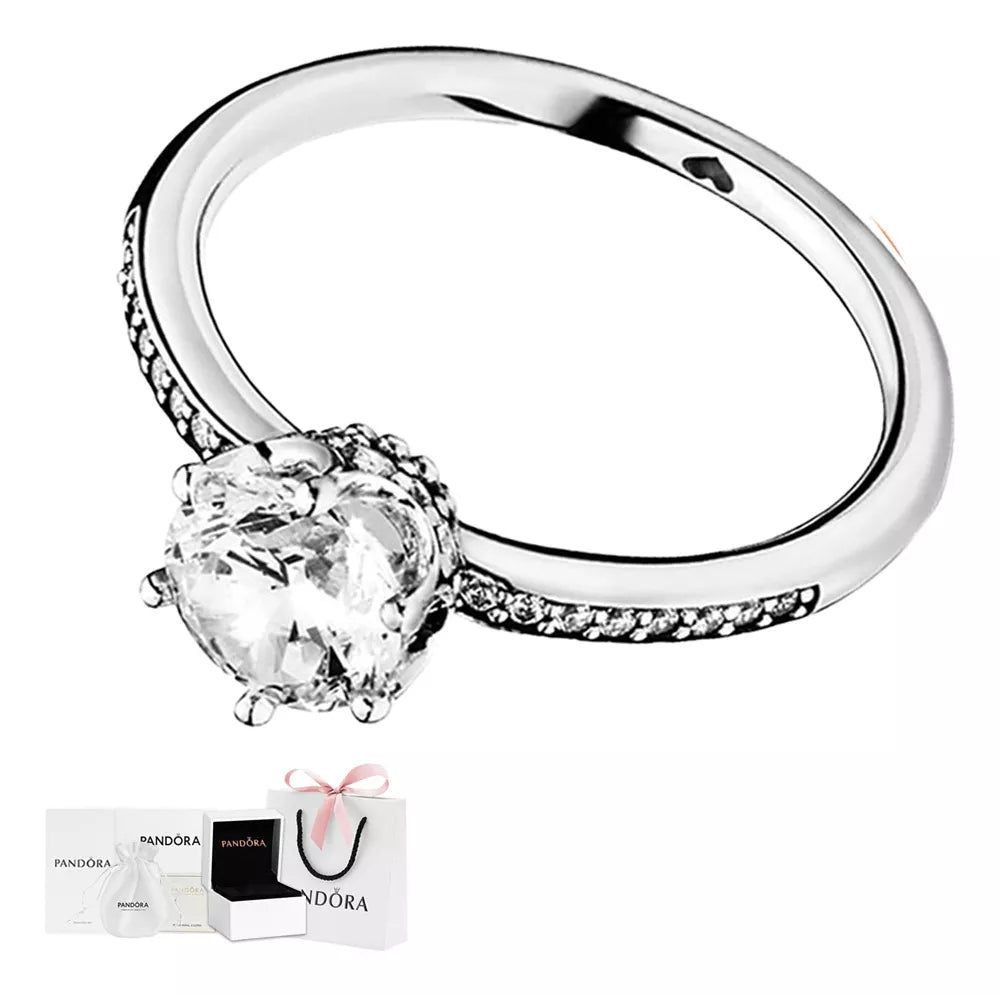 PANDORA TRANSPARENT CROWN ENGAGEMENT RING + GIFT KIT