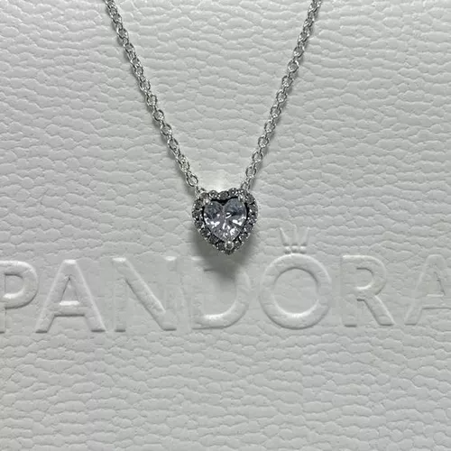 PANDORA SILVER RAISED HEART SET RING + NECKLACE + EARRINGS