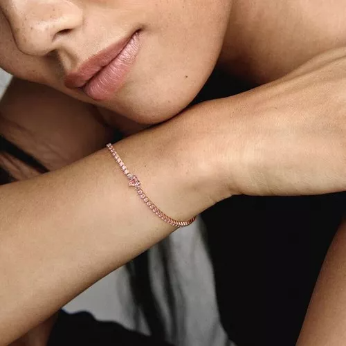 PANDORA BRILLIANT HEART ROSE GOLD TENNIS BRACELET + GIFT KIT